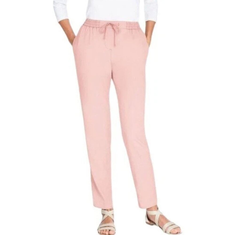 Talbots Pink The Easy Drawstring Pants Size 1x Pl… - image 1